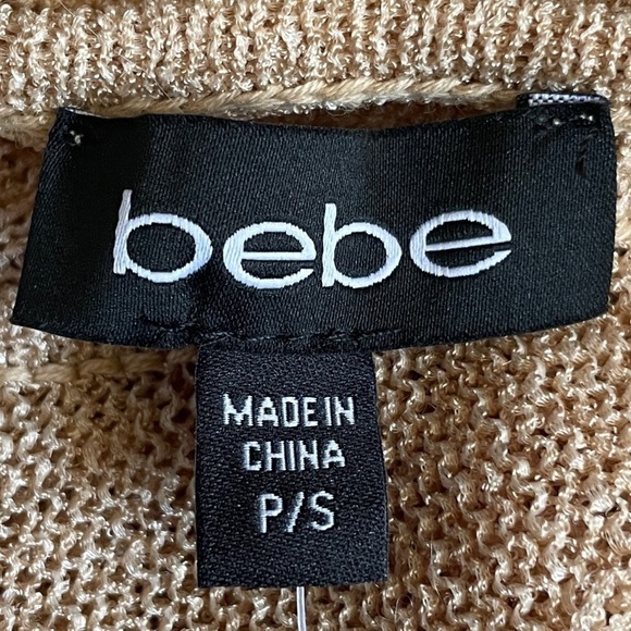 Bebe Wave Stitch Boho Knit Tan Boxy Oversized Layering Sweater Size S NWT - Picture 7 of 9